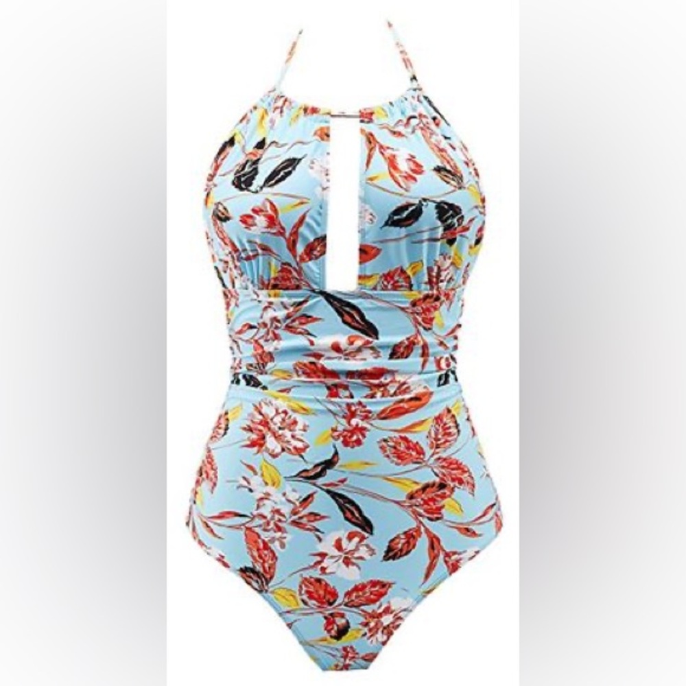 NWT Profile by Gottex one piece swimsuit Size 8 Blue/Orange Medium